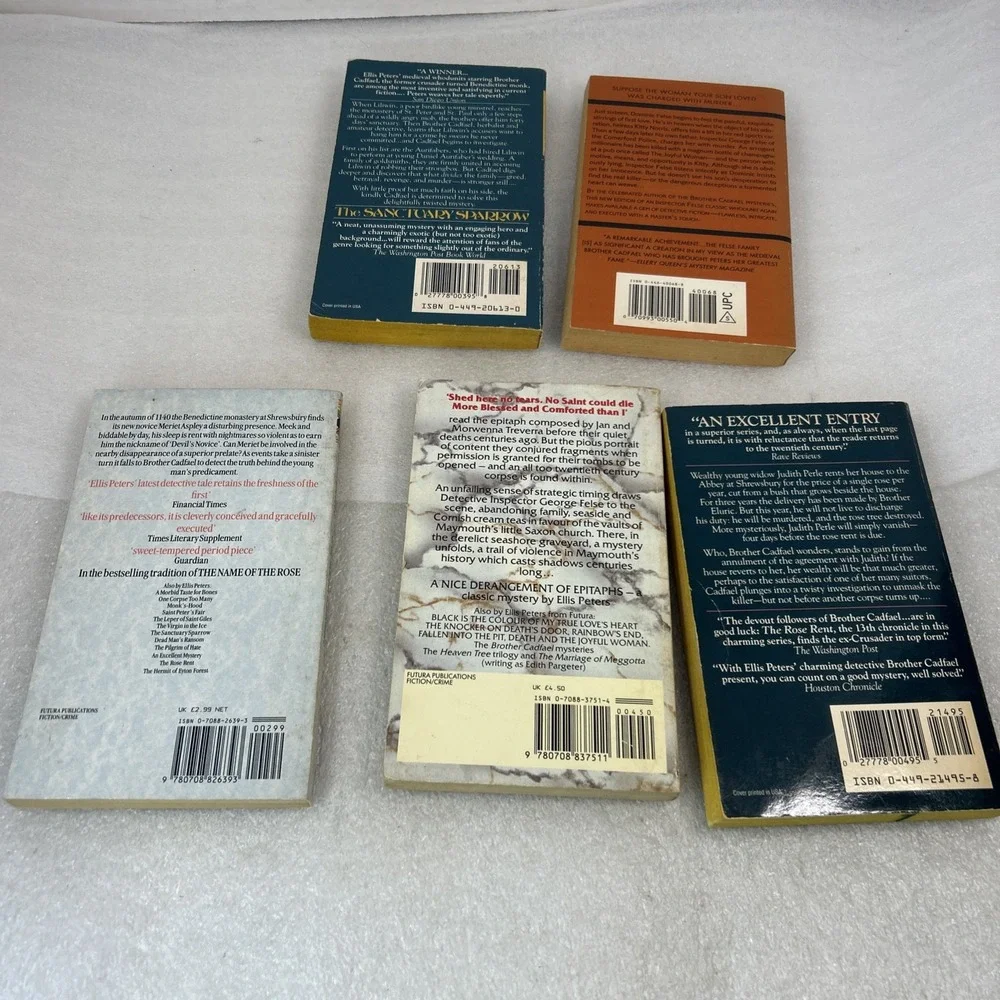 Ellis Peters 5 Book Paperback Lot The Rose, The Evil Novice, More, Read